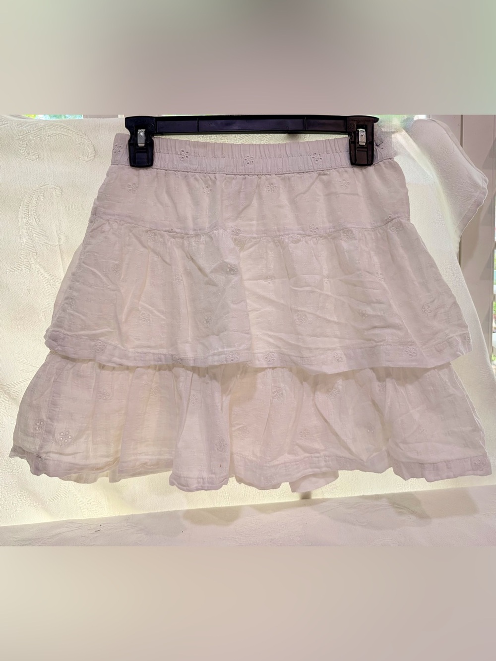Universal Thread White Tiered Eyelet Ruffled Skirt B0063